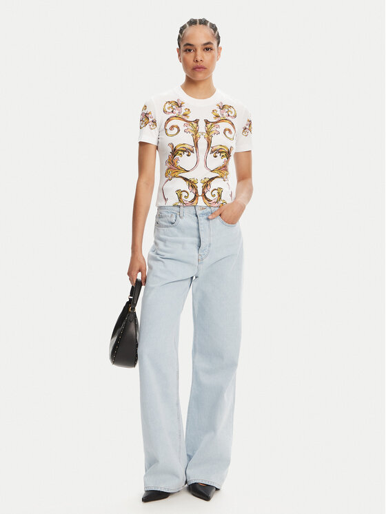 Versace Jeans Couture Versace Jeans Couture Majica 78HAH6P8 Bela Slim Fit