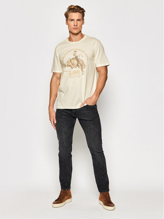 LARTIGENT☆L11 SPOTLIGHT T-SHIRT Lee T-Shirt Rider L60VFENQ 112140363 Żółty Regular Fit