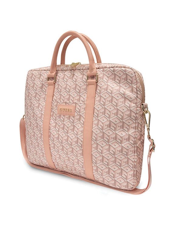 Guess Guess Torba na laptopa GCube Stripes Różowy