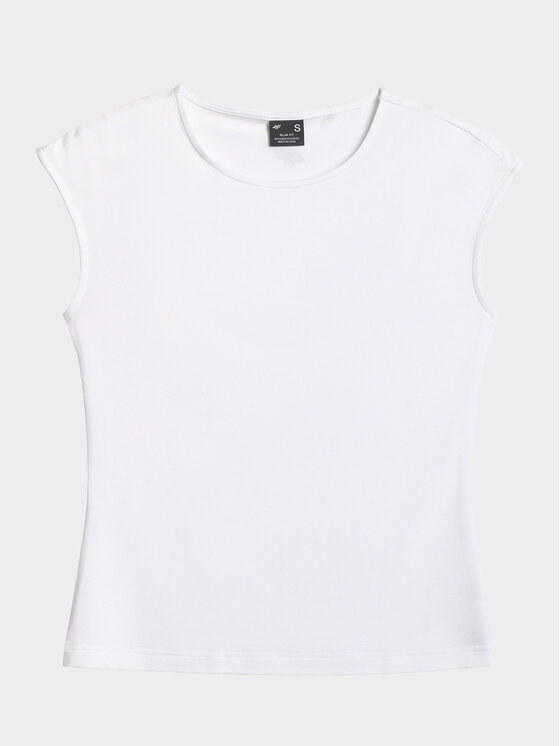 4F 4F Top ESSENTIAL 4 Biały Slim Fit