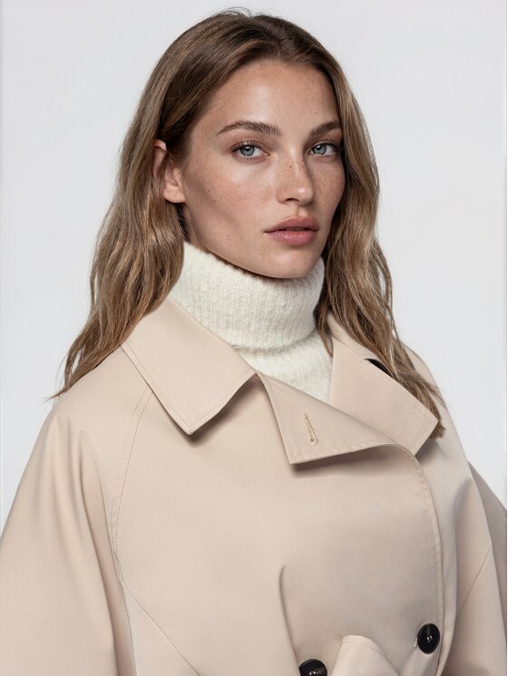 Ombre Ombre Płaszcz przejściowy OW-CT-E0020 Beżowy Oversize