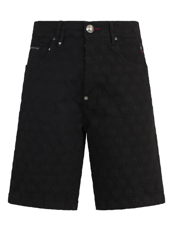 PHILIPP PLEIN PHILIPP PLEIN Szorty jeansowe 30593 Czarny Loose Fit