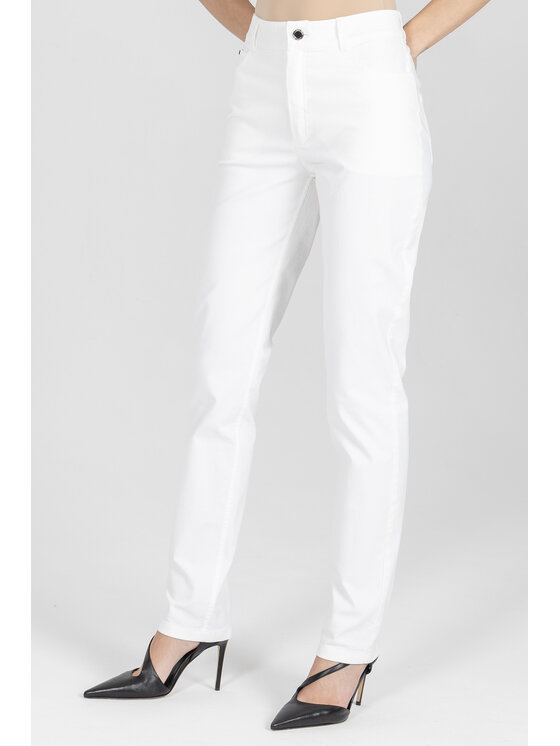 Deni Cler Milano Deni Cler Milano Spodnie materiałowe W-DC-5226-F2-F5-10-1 Biały Regular Fit