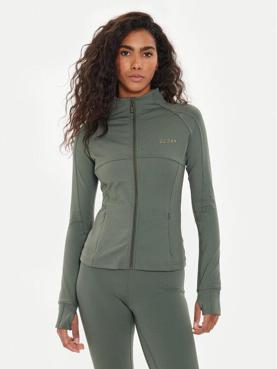 Guess Guess Majica dugih rukava Marika V4YP12 KCD02 Zelena Slim Fit