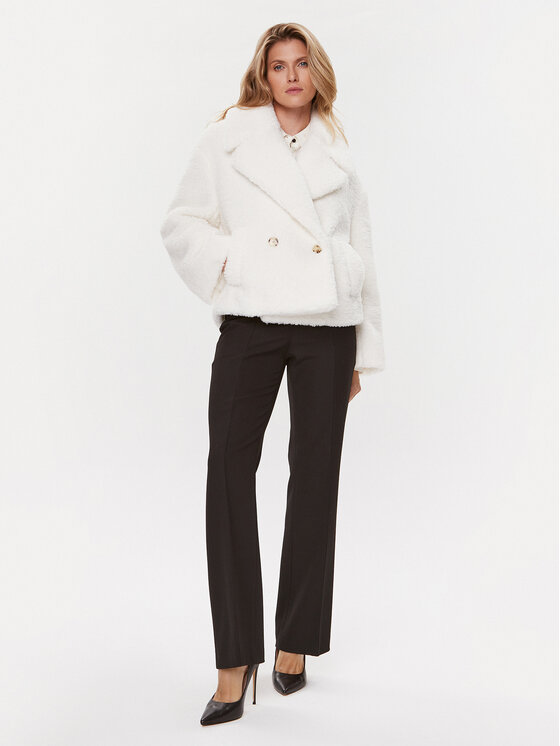 Boss Boss Báránybőr kabát Curmina 50503419 Fehér Oversize