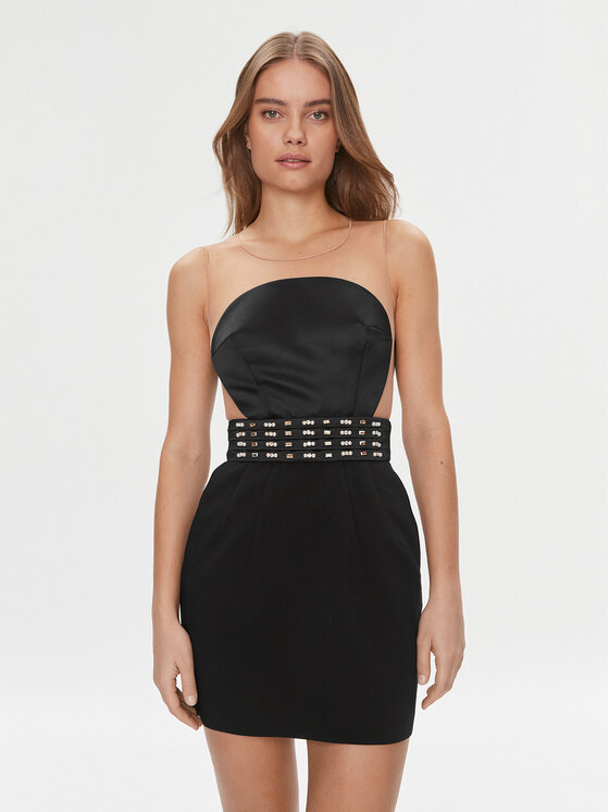 Elisabetta Franchi Abito da cocktail AB-443-37E2-3681 Nero Slim Fit, taglia : 38