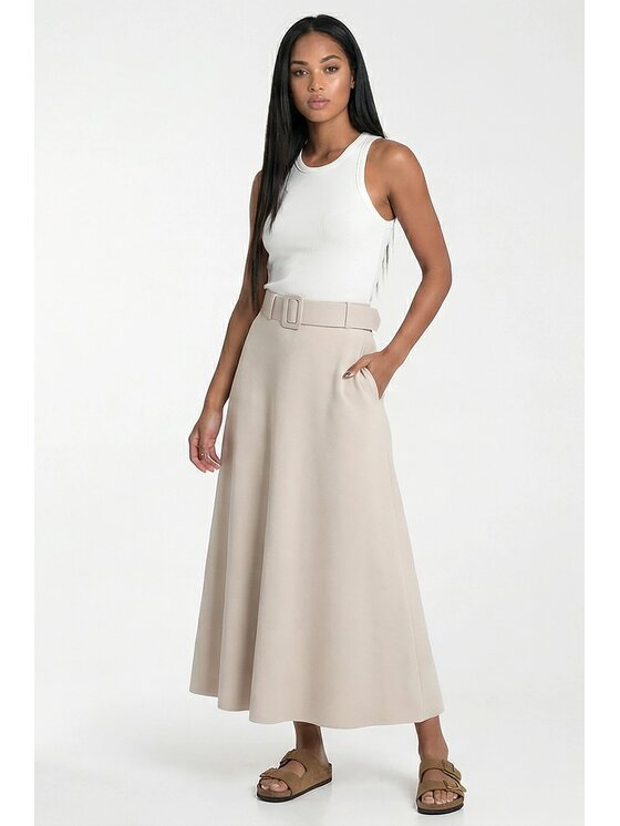 FIGL FIGL Maxi sukně M1318 Béžová A-Line Fit