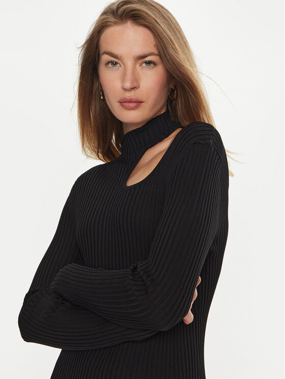 HUGO Hugo Kötött ruha Sedennie 50522537 Fekete Slim Fit