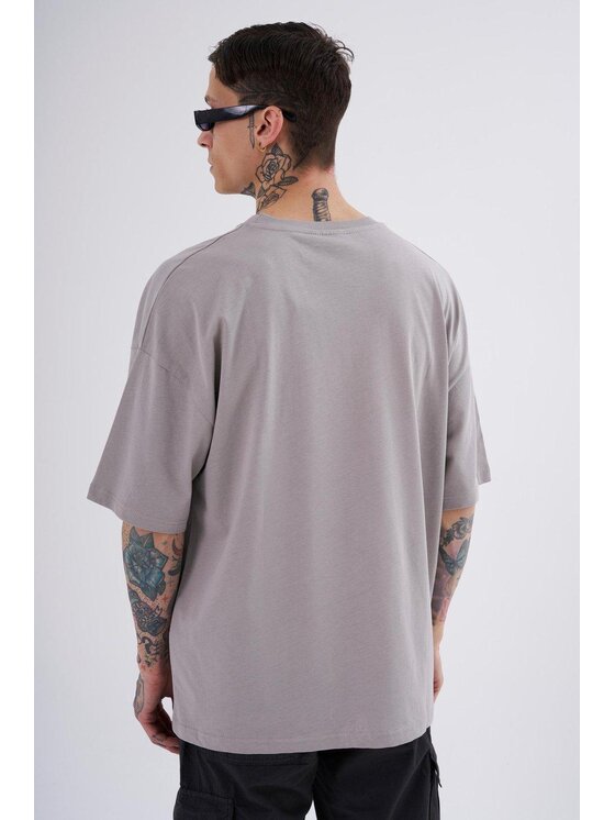 MyStars MyStars T-Shirt Koszulka Z Krótkim Rękawem Oversize Męska Szara Machinist Disorder L Szary Oversize