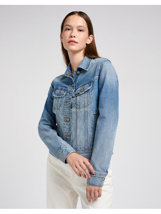 Lee Lee Kurtka damska RIDER JACKET Niebieski Regular Fit