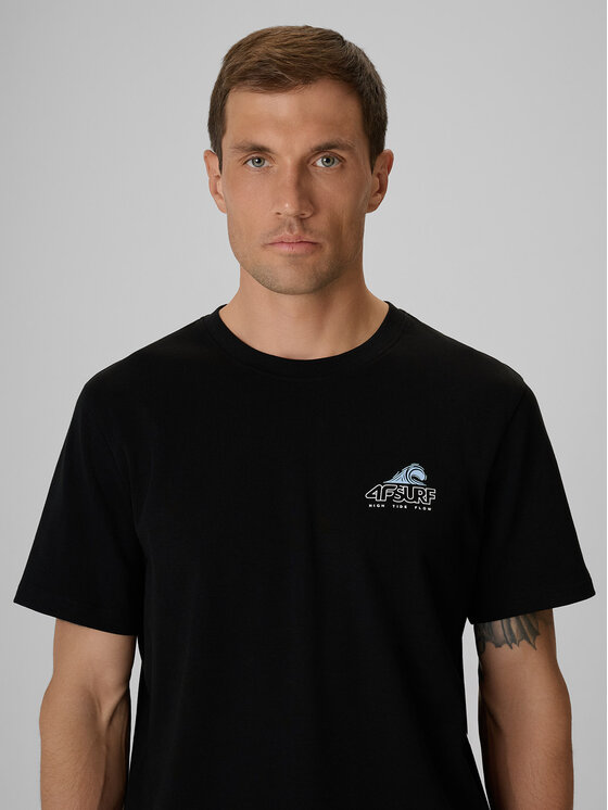 4F 4F T-Shirt CATCH THE WAVE Czarny Regular Fit