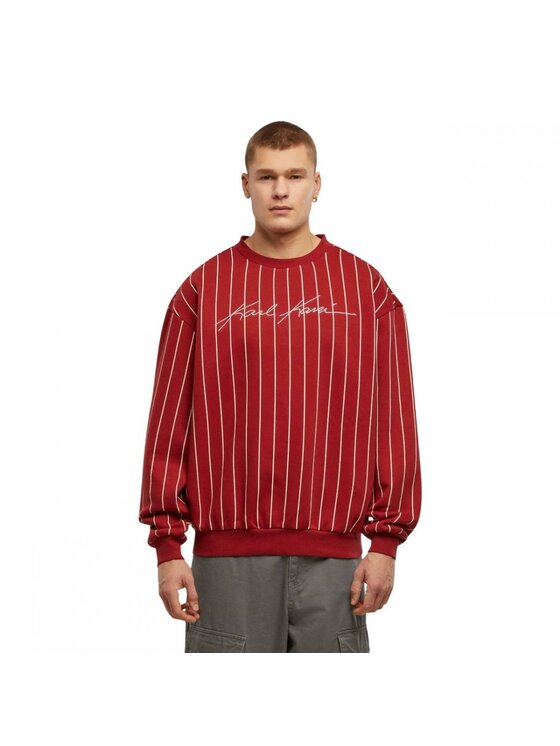 Karl Kani Karl Kani Felpa AUTOGRAPH PINSTRIPE SWEAT OS CREWNECK Rosso Regular Fit