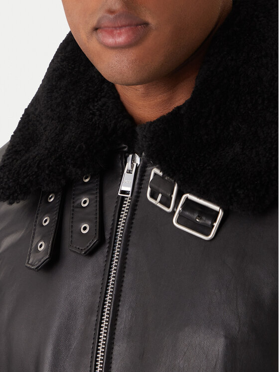 BOSS BOSS Шкіряна куртка H-Mupablo 50540917 Чорний Regular Fit