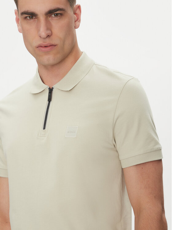 BOSS BOSS Polo särk Passerzip 50537507 Beež Slim Fit