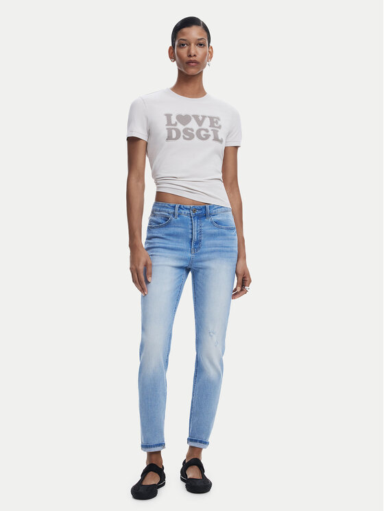 Desigual Desigual T-Shirt Love Dsgl 25SWTK10 Szary Regular Fit
