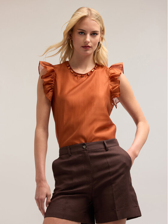 Motivi Motivi Bluzka 2001Q001899N022 Pomarańczowy Regular Fit