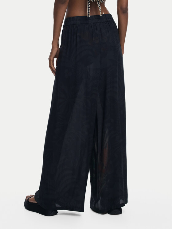 Desigual Desigual Palazzo nohavice 25SWMW02 Čierna Wide Leg