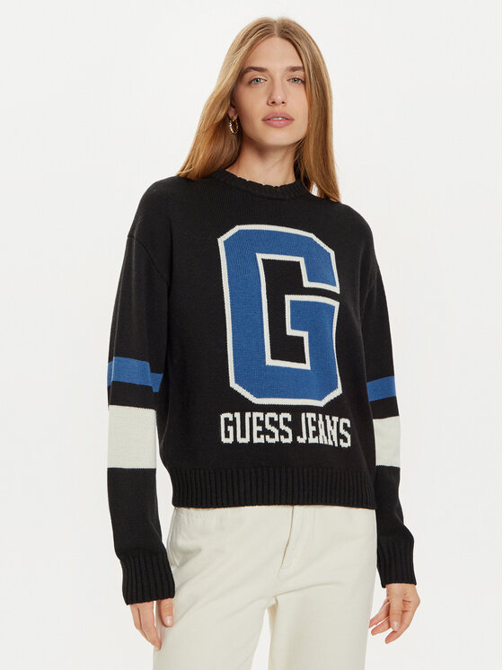 Guess Jeans Guess Jeans Πουλόβερ W4BR11 Z3HN2 Μαύρο Regular Fit