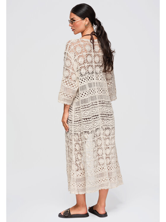 Ombre Ombre Sweter OW-SW-E0002 Beżowy Loose Fit