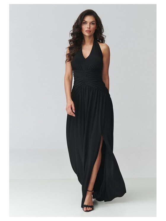 Makadamia Makadamia Sukienka codzienna M944 Czarny Loose Fit