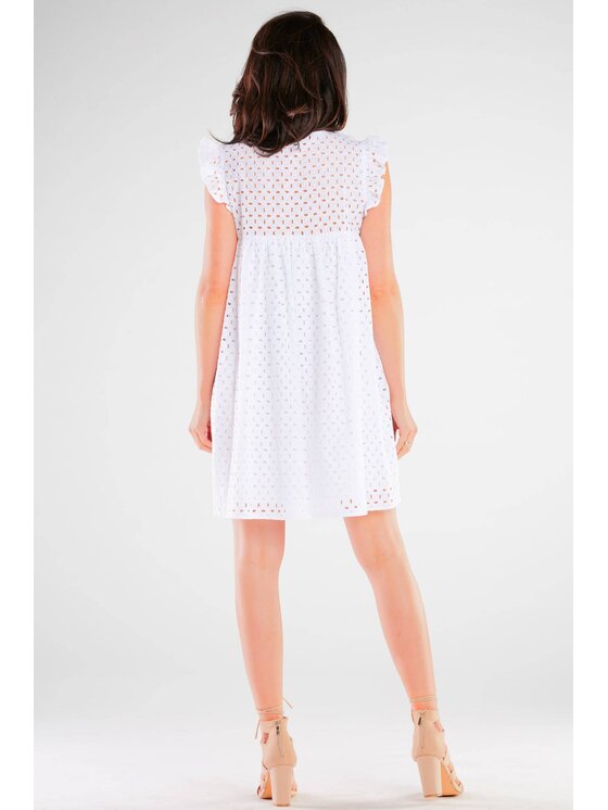 Awama Awama Sukienka letnia A433 Biały Basic Fit