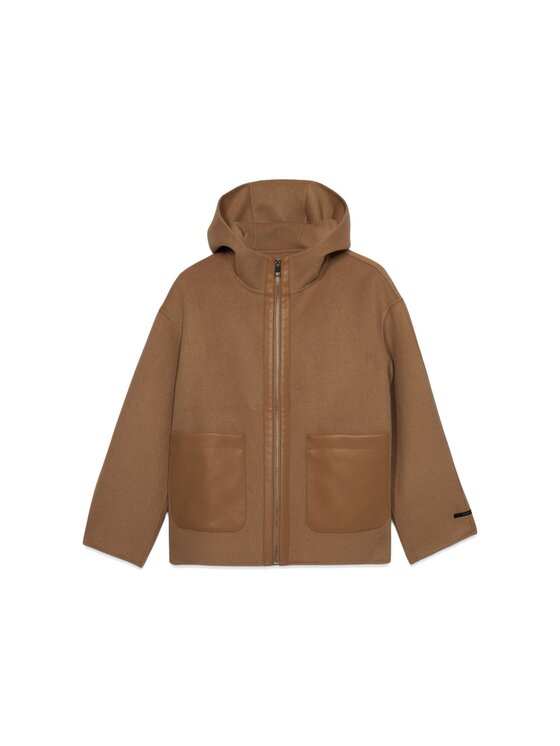 Oltre Oltre Płaszcz zimowy 0048J000086N012 Kremowy Boxy Fit