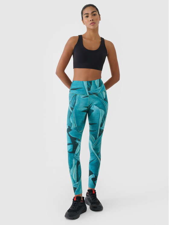 4F 4F Legginsy MULTI ACTIVE Turkusowy Slim Fit