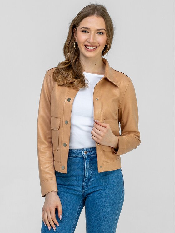 Perso Perso Kurtka przejściowa BLE262676F Beżowy Regular Fit