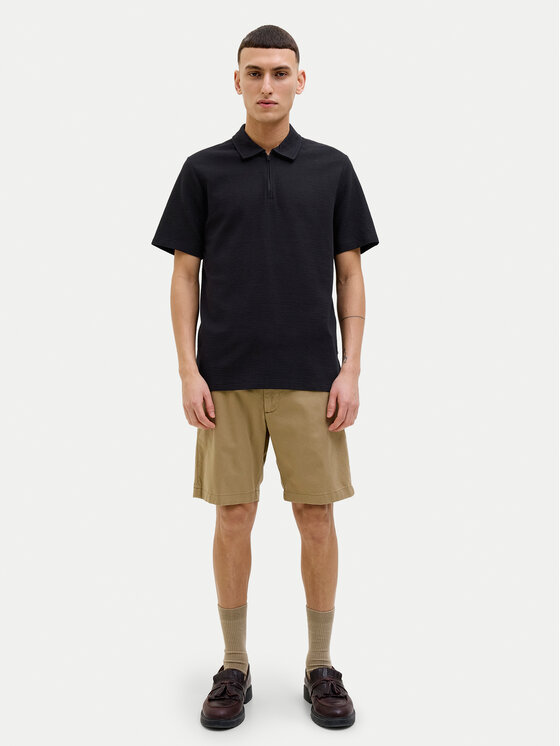 Jack&Jones Jack&Jones Тениска с яка и копчета Benja 12269338 Черен Regular Fit