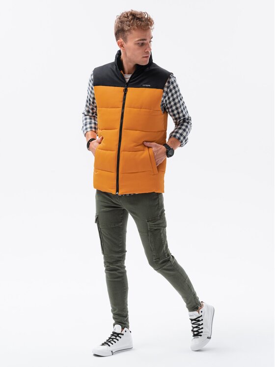 Ombre Ombre Zimní bunda V36 Žlutá Regular Fit