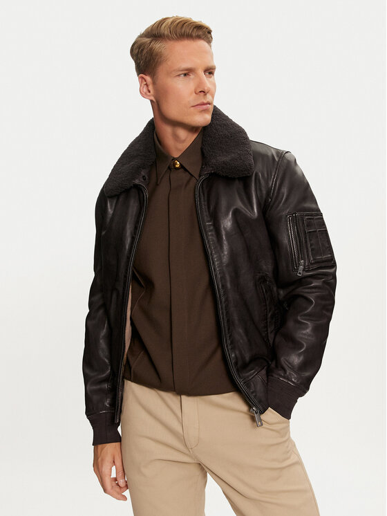 Milestone Milestone Μπουφάν δερμάτινο MS Tom 43104121070 Καφέ Regular Fit