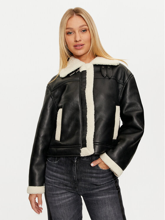 Pieces Pieces Jakna od imitacije kože Janelle 17141595 Crna Regular Fit
