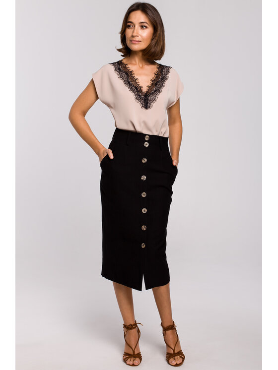 Stylove Stylove Bluzka S206 Beżowy Regular Fit