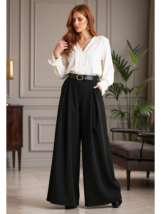 FIGL FIGL Pantaloni di tessuto M1134 Nero Palazzo Fit