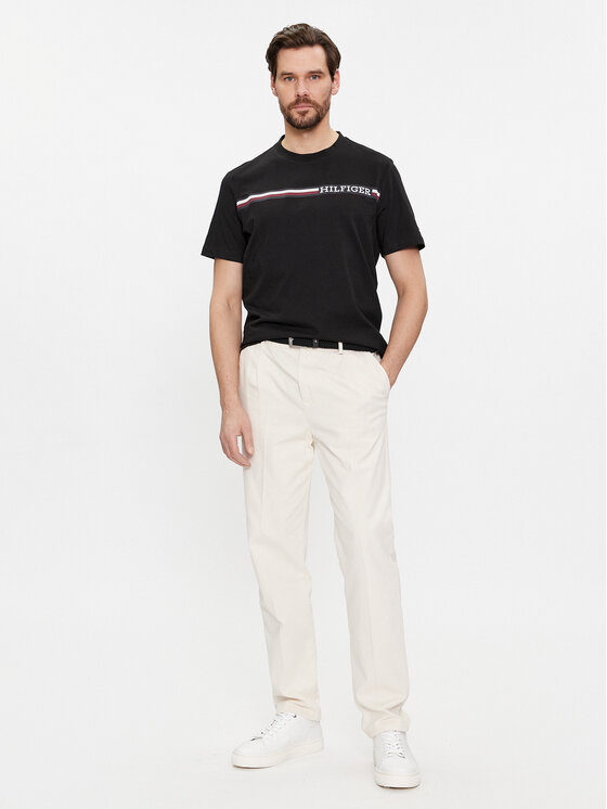 Tommy Hilfiger Tommy Hilfiger T-Shirt Monotype MW0MW33688 Czarny Regular Fit