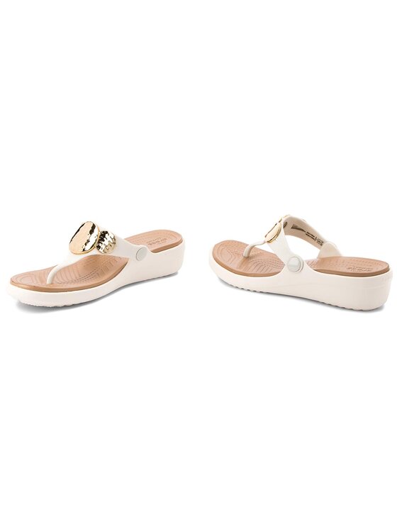 Crocs Crocs В'єтнамки Sanrah Embellished Wedge Flip 204009 Бежевий