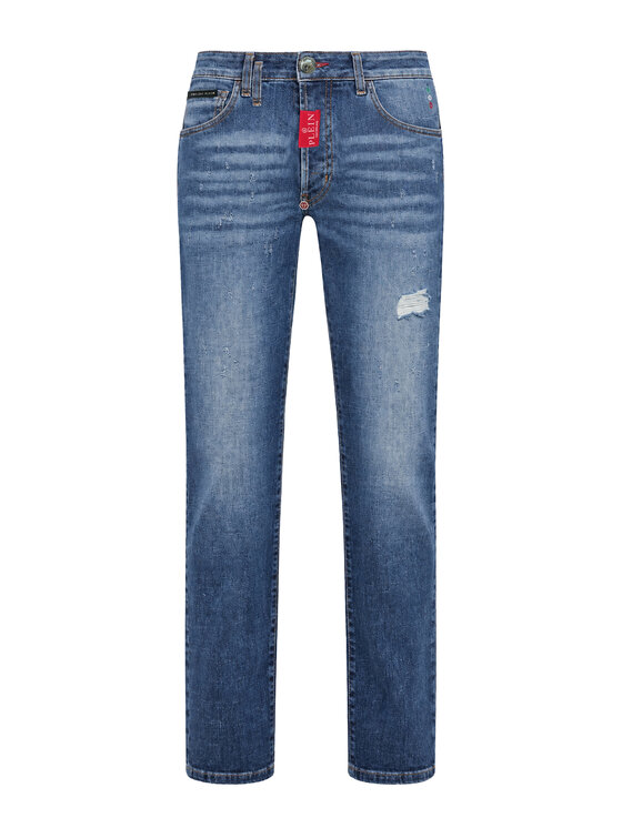 PHILIPP PLEIN PHILIPP PLEIN Džínsy 31788 Modrá Straight Fit