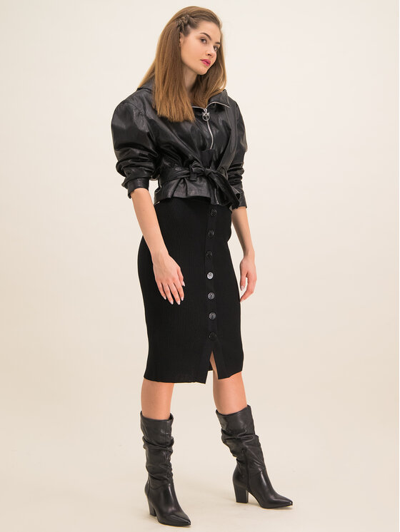 PINKO Pinko Jakna iz umetnega usnja Miglio PE 20 BLK01 1G14LG 7866 Črna Regular Fit