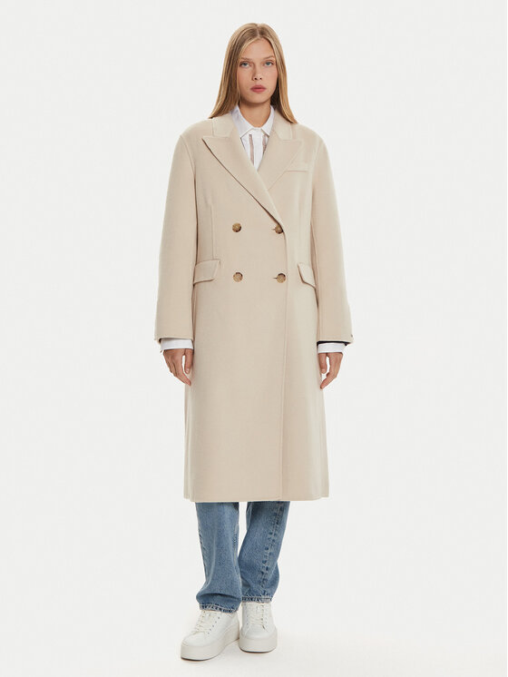 Tommy Hilfiger Vlnený kabát WW0WW42621 Béžová Regular Fit