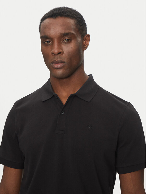 Scotch & Soda Scotch & Soda Тениска с яка и копчета 179201 Черен Regular Fit