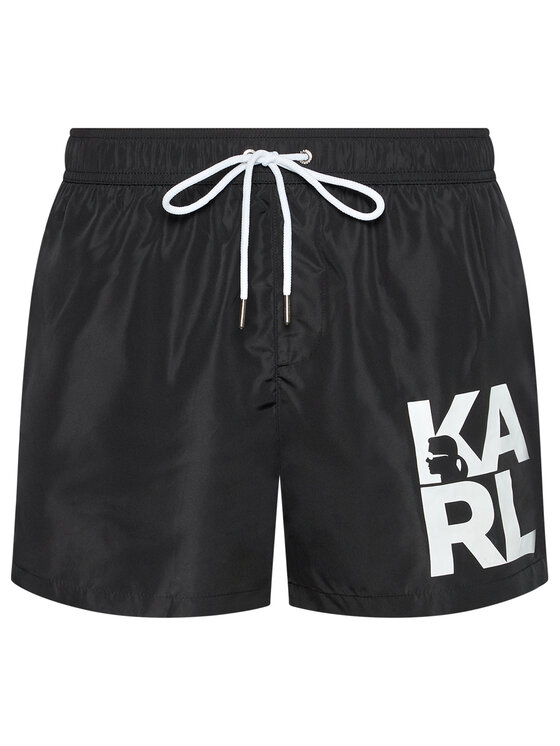 KARL LAGERFELD KARL LAGERFELD Plavecké šortky Classic KL21MBS02 Černá Regular Fit