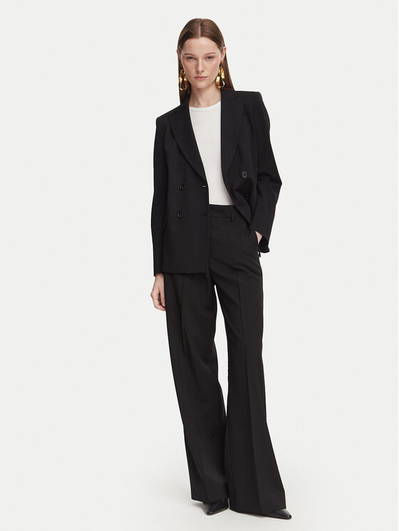Weekend Max Mara Weekend Max Mara Medžiaginės kelnės Visivo 2625136061 Juoda Regular Fit
