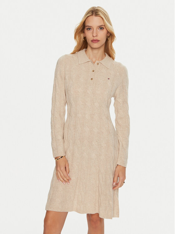 Tommy Hilfiger Tommy Hilfiger Rochie tricotată WW0WW43085 Bej Regular Fit