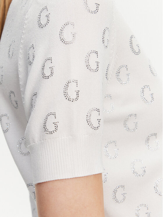 Guess Guess Pulover W5GR05 Z3D60 Alb Regular Fit