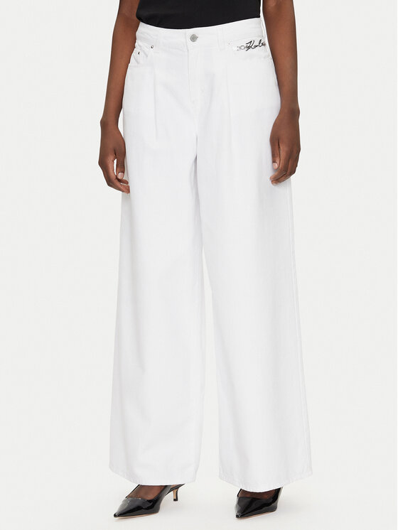 KARL LAGERFELD KARL LAGERFELD Jeansy A2W10158 Bílá Wide Leg