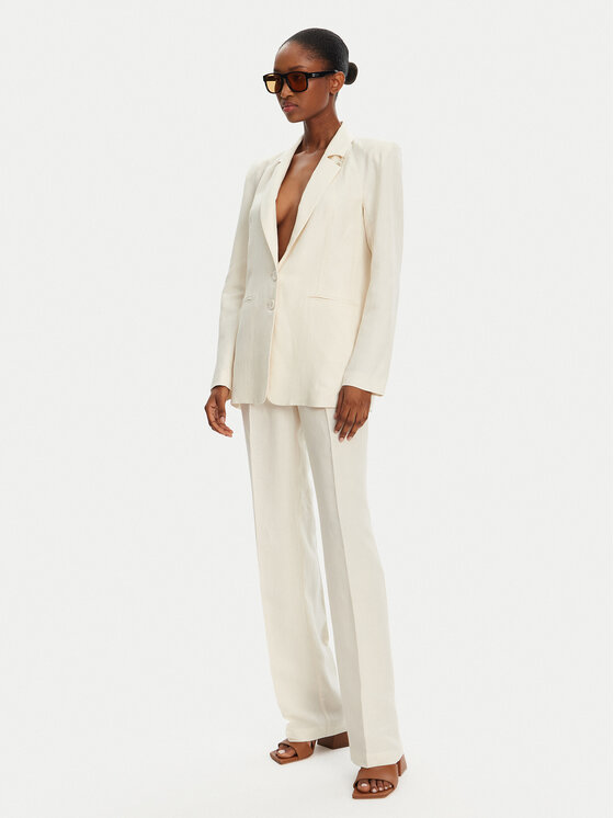 Patrizia Pepe Patrizia Pepe Kalhoty z materiálu 2P1659 A052 B823 Écru Regular Fit