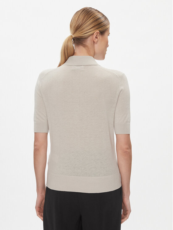 Calvin Klein Calvin Klein Тениска с яка и копчета K20K206915 Бежов Slim Fit