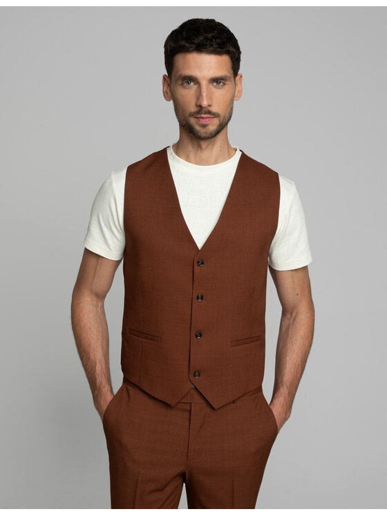 Borgio Borgio Kamizelka barzano_cg Miedziany Slim Fit