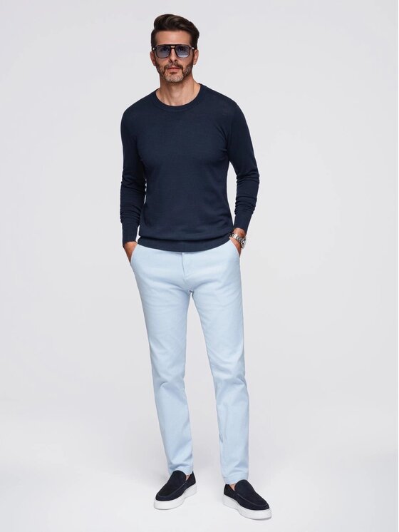 Ombre Ombre Sweter OM-SWSW-0183 Granatowy Regular Fit