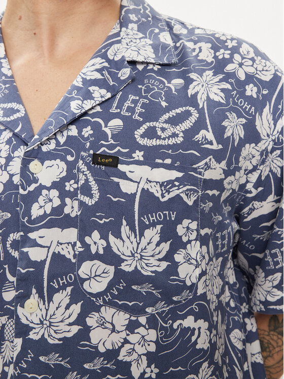 Lee Lee Koszula Camp 112349496 Niebieski Oversize